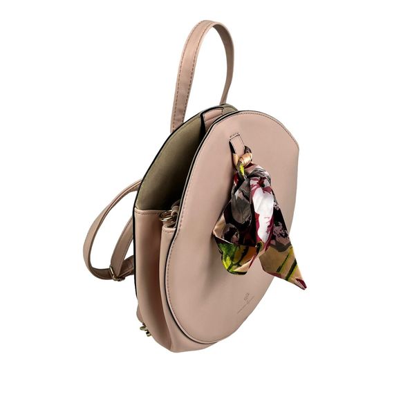 Nanette Lepore Round Backpack Purse Fashion Bow Designer Travel Bag Tan - Picture 7 of 12